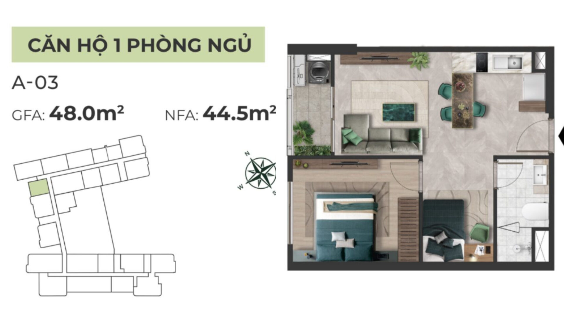 Layout Can Ho 1 Phong Ngu 48m2 Du An Solina Vung Tau C Holdings