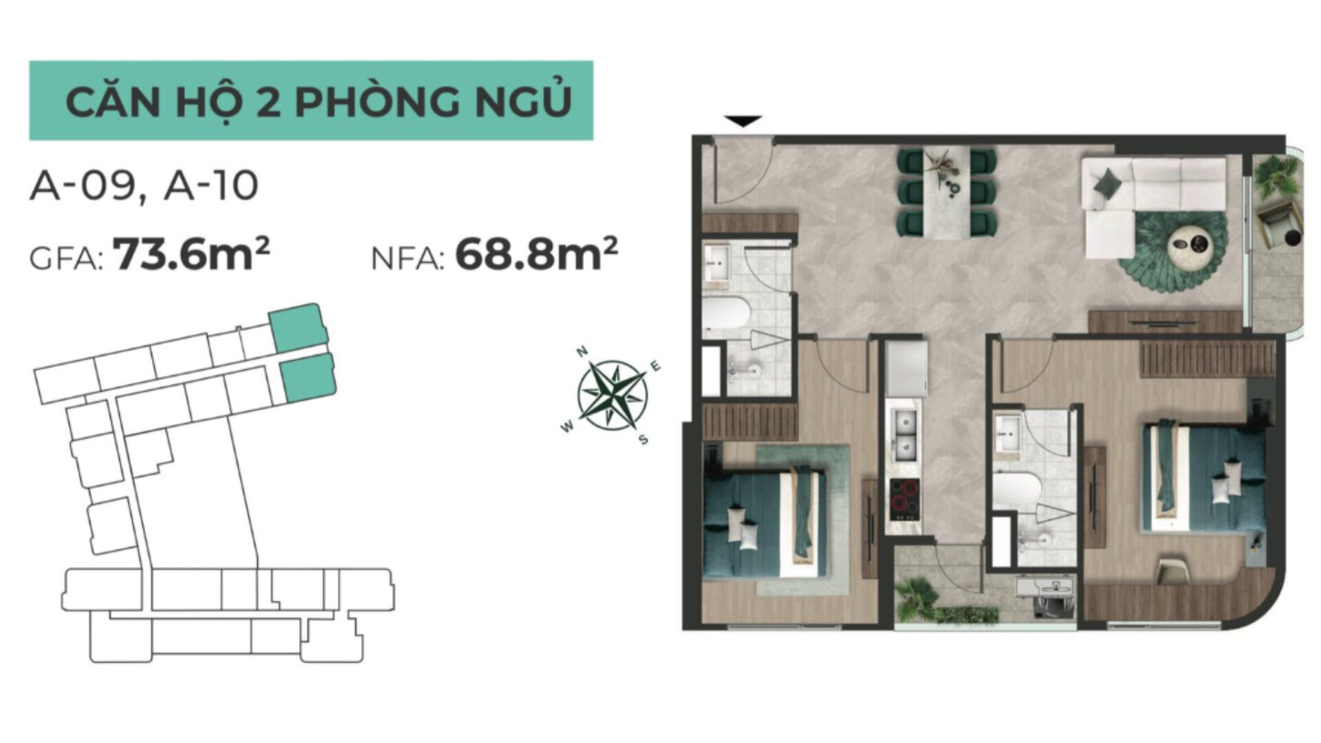 Layout Can Ho 2 Phong Ngu 73m2 Du An Solina Vung Tau C Holdings 2